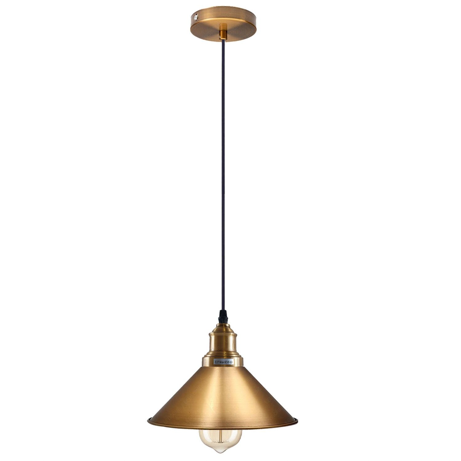 Vintage Pendant Ceiling Lighting Fixture with Metal cone Lampshade, E27, Hanging Lights, Ceiling Lamps for Kitchen, Hallway, Lantern, Dining Room, Bedroom, restaurant