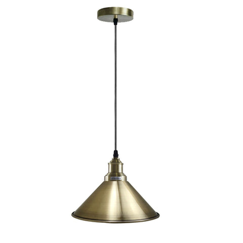 Industrial Vintage single ceiling Pendant Lighting Metal cone Green Brass Lampshade E27 UK Holder~3813
