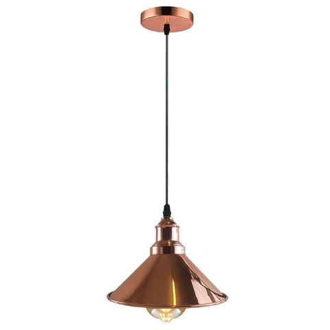 Industrial Vintage single ceiling Pendant Lighting Metal cone Rose Gold Lampshade E27 UK Holder~3818