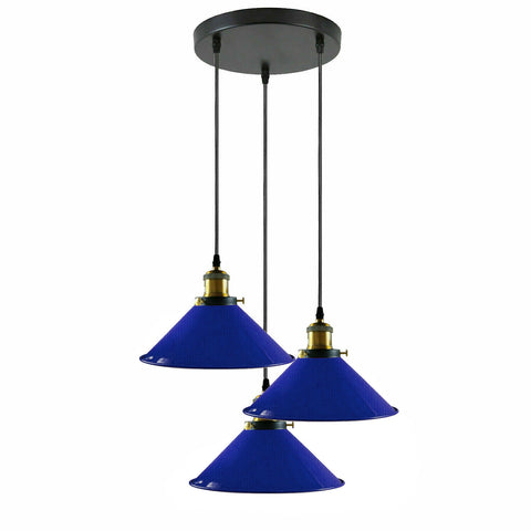 Industrial Vintage Metal Pendant Light Shade Chandelier Retro Ceiling Navy Blue LampShade~3854