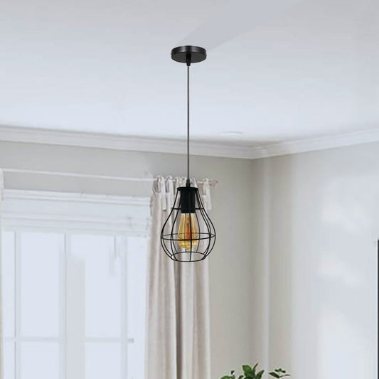 Hanging Pendant Lights Vintage Ceiling Lamp Industrial Flush Mount Ceiling Lighting Fixture Black cage Ceiling Hanging Lamp for Kitchen, Dining Room, Hallway, Doorway