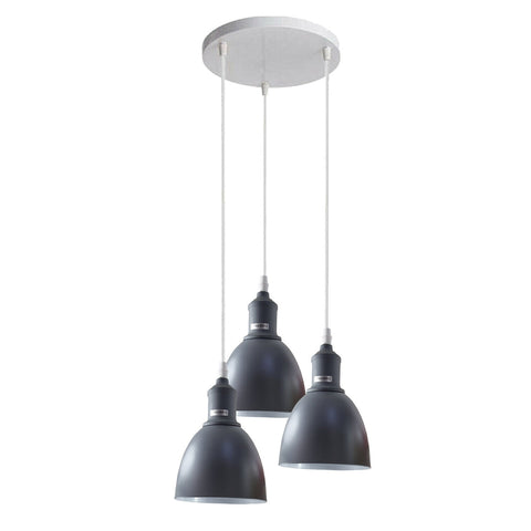 Industrial Modern Retro 3-way cluster Grey Ceiling Pendant Light with E27 Base~3907