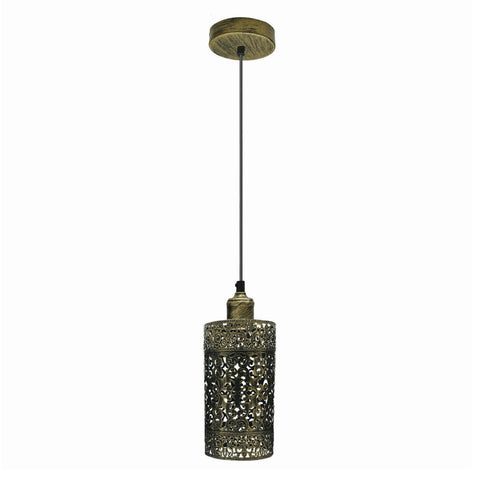 Industrial Vintage Ratio Adjustable Pendant Hanging Pendant Lighting, E27 Metal Brushed Brass Cage~3930