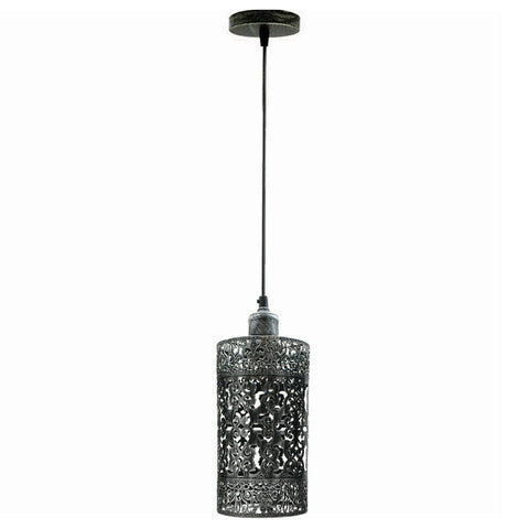 Industrial Vintage Ratio Adjustable Pendant Hanging Pendant Lighting, E27 Metal Brushed silver Cage~3928