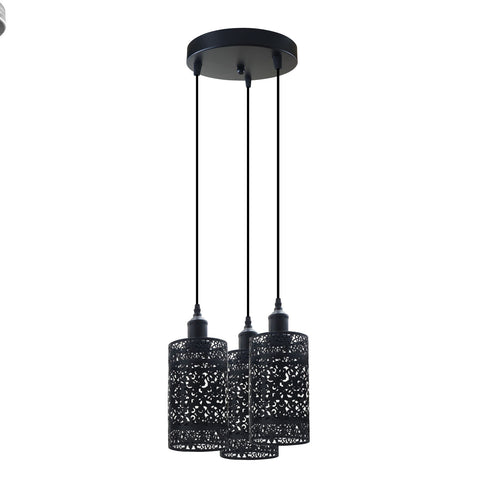 Industrial Vintage Retro 3 way pendant Round ceiling e27 base Black Metal Lamp~3925