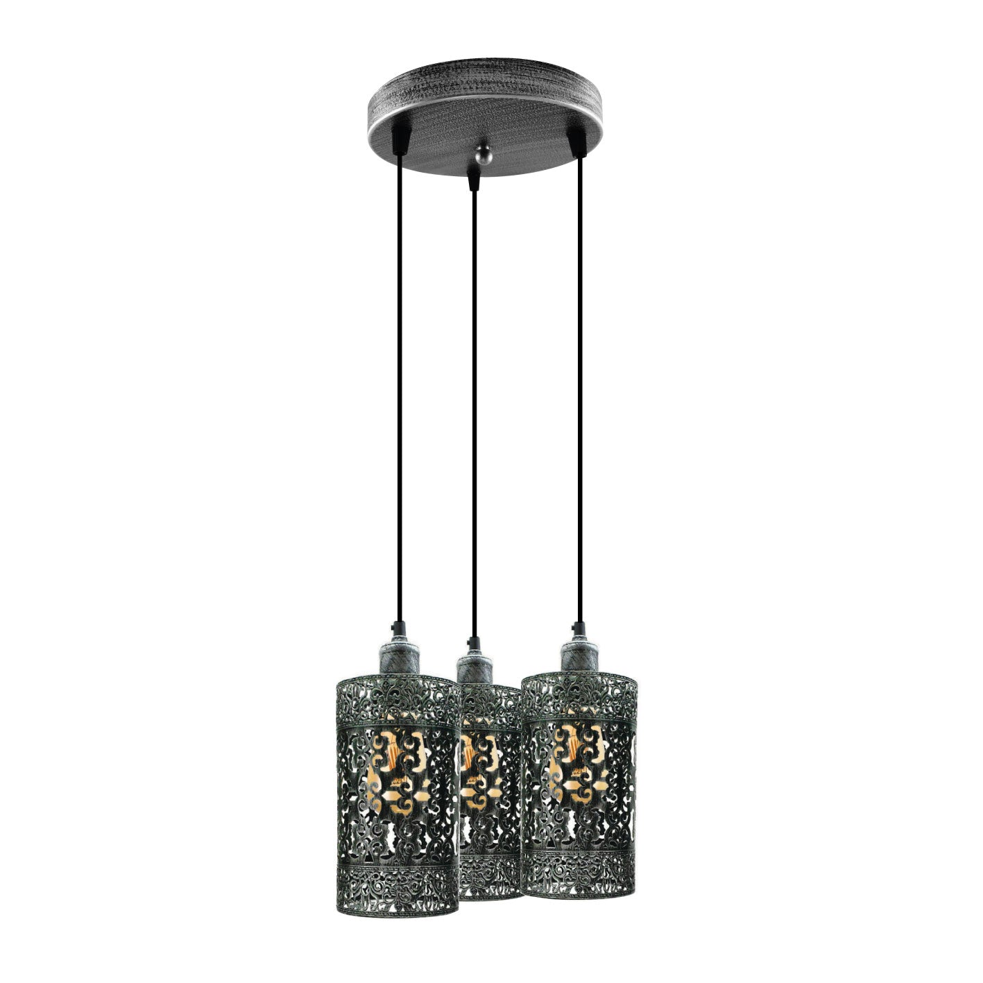 Kitchen Restaurant Drum Barrel Cage 3 Light Pendant Ceiling Light