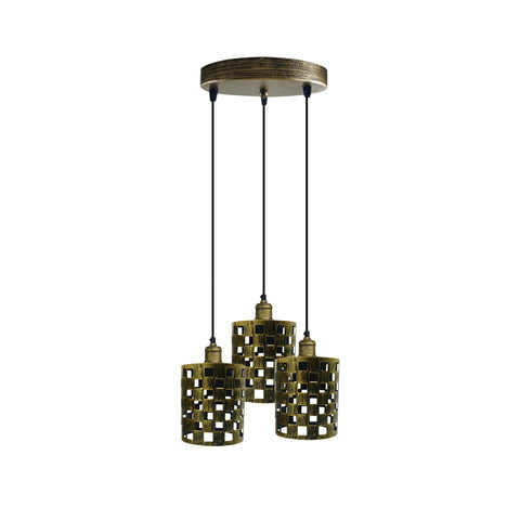 Industrial Vintage Retro light 3 way cage pendant Round ceiling e27 base~3942