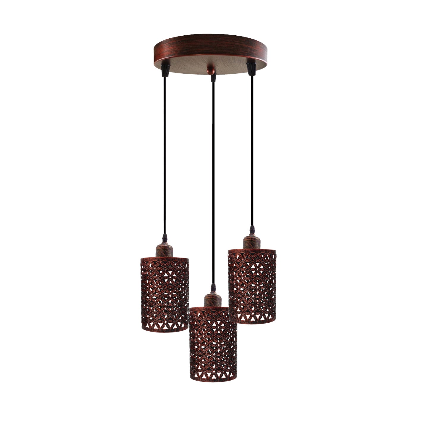 3 way cluster pendant light metal wire cage light