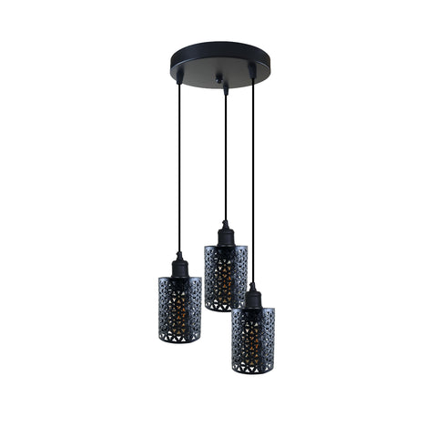 Industrial Vintage Retro 3 way Black pendant light Round ceiling base~3945