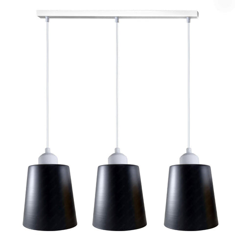 Industrial Modern Retro 3 Way Rectangle Bell shape Matt Black Pendant Light E27 UK holder~3967