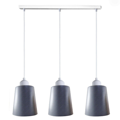 Industrial Modern Retro 3 Way Rectangle Bell shape Grey Pendant Light E27 UK holder~3966