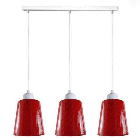 Industrial Modern Retro 3 Way Rectangle Bell shape Red Pendant Light E27 UK holder~3962