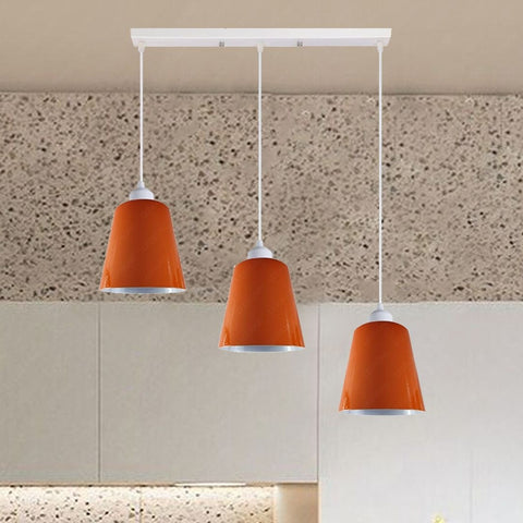 Industrial 3 hanging Orange Pendant Light perfect for Kitchen Island~3961