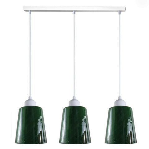 Industrial Modern Retro 3 Way Rectangle Bell shape Green Pendant Light E27 UK holder~3959