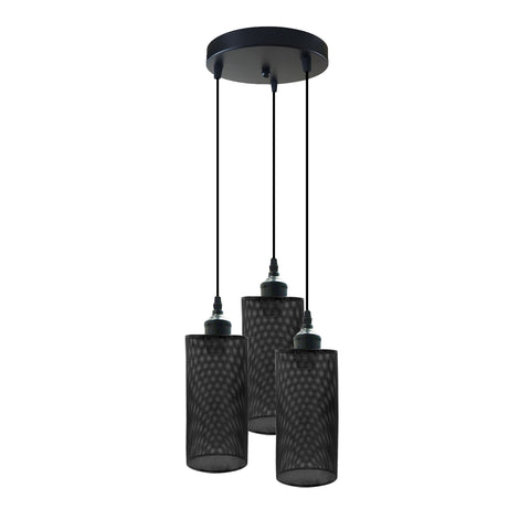 Industrial vintage Retro3 way Round ceiling  Black cage pendant light E27 UK Holder~3957