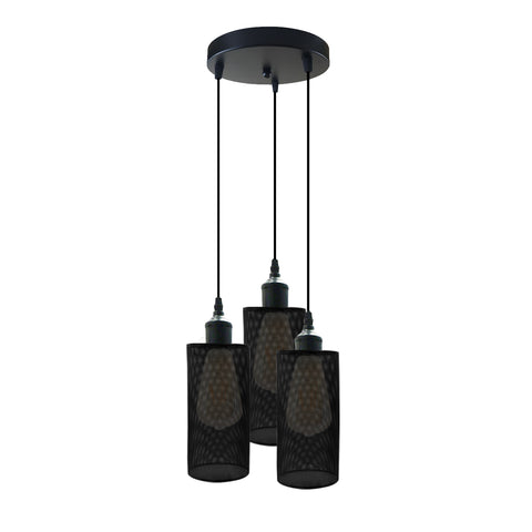 Industrial vintage Retro3 way Round ceiling  Black cage pendant light E27 UK Holder~3957
