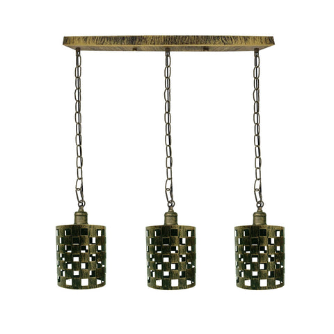 Industrial Vintage Retro Drum Cylinder shape Brushed Brass Metal Ceiling 3 way rectangle Pendant cage Lights E27~3997
