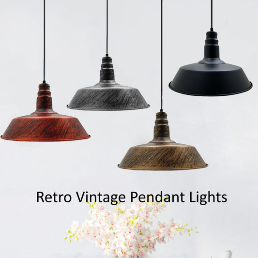 Industrial Vintage Retro Barn slotted shape Various colours Metal Ceiling Pendant Lights E27~4000 - LEDSone UK Ltd