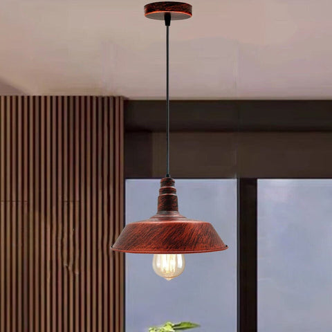 Industrial Retro Barn slotted shape Rustic Red Pendant Light ~3991