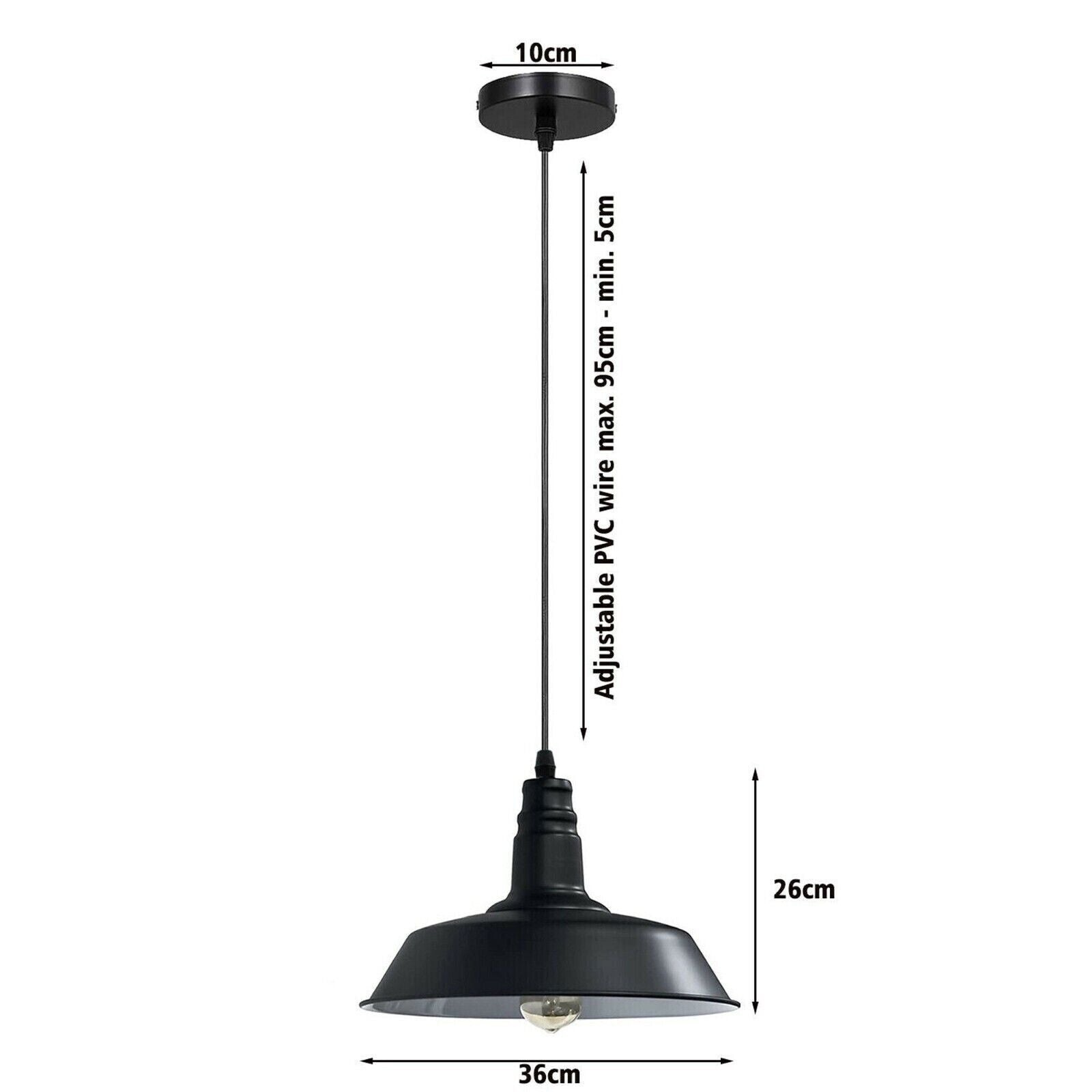 Hanging pendant Ceiling Lamp, Metal Light Shade Lighting UK E27 Edison base Decorate Height Adjustable Pendant Light 