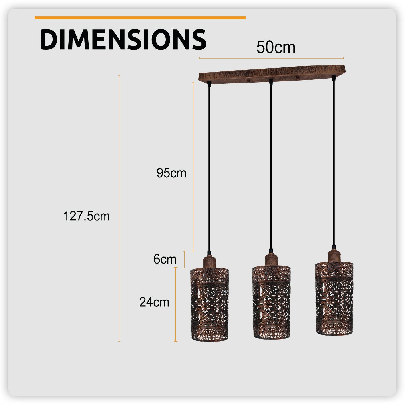 Industrial Retro pendant light 3 way Rectangle ceiling base brushed finished Metal Ceiling Lamp Shade Pendant E27 lamp base for Home Living room Office Kitchen Restaurant