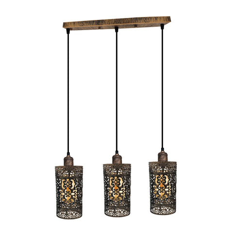 Industrial vintage Retro pendant light 3 way Rectangle Drum Cylinder Brushed copper ceiling base brushed finished~4017