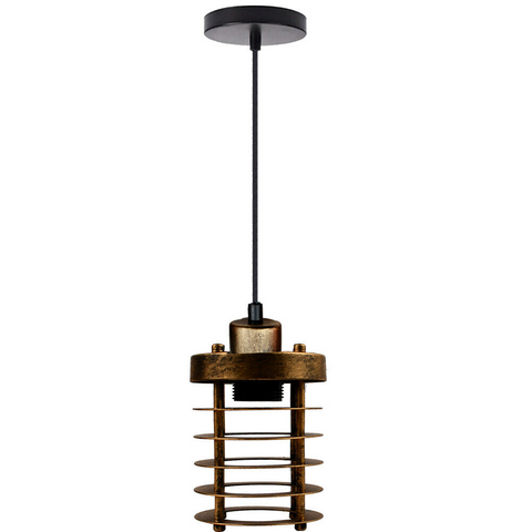 Modern Retro Step round Brushed Copper cage pendant light round ceiling base ~4035