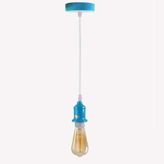 E27 Pendant Holder Ceiling Light Fitting Vintage Industrial Blue