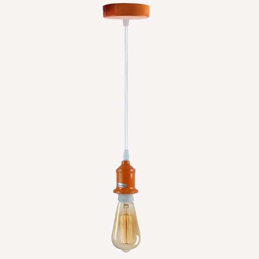 E27 Pendant Holder Ceiling Light Fitting Vintage Industrial Orange