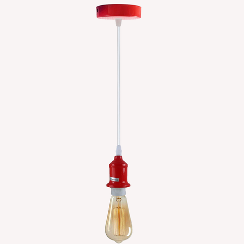 Industrial Vintage Red Ceiling Light Fitting E27 Pendant Holder~4042
