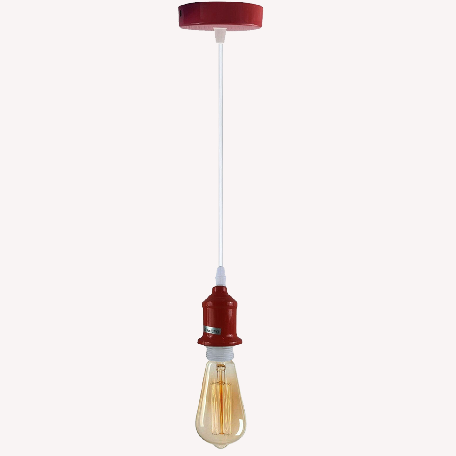 E27 Pendant Holder Ceiling Light Fitting Vintage Industrial Burgundy