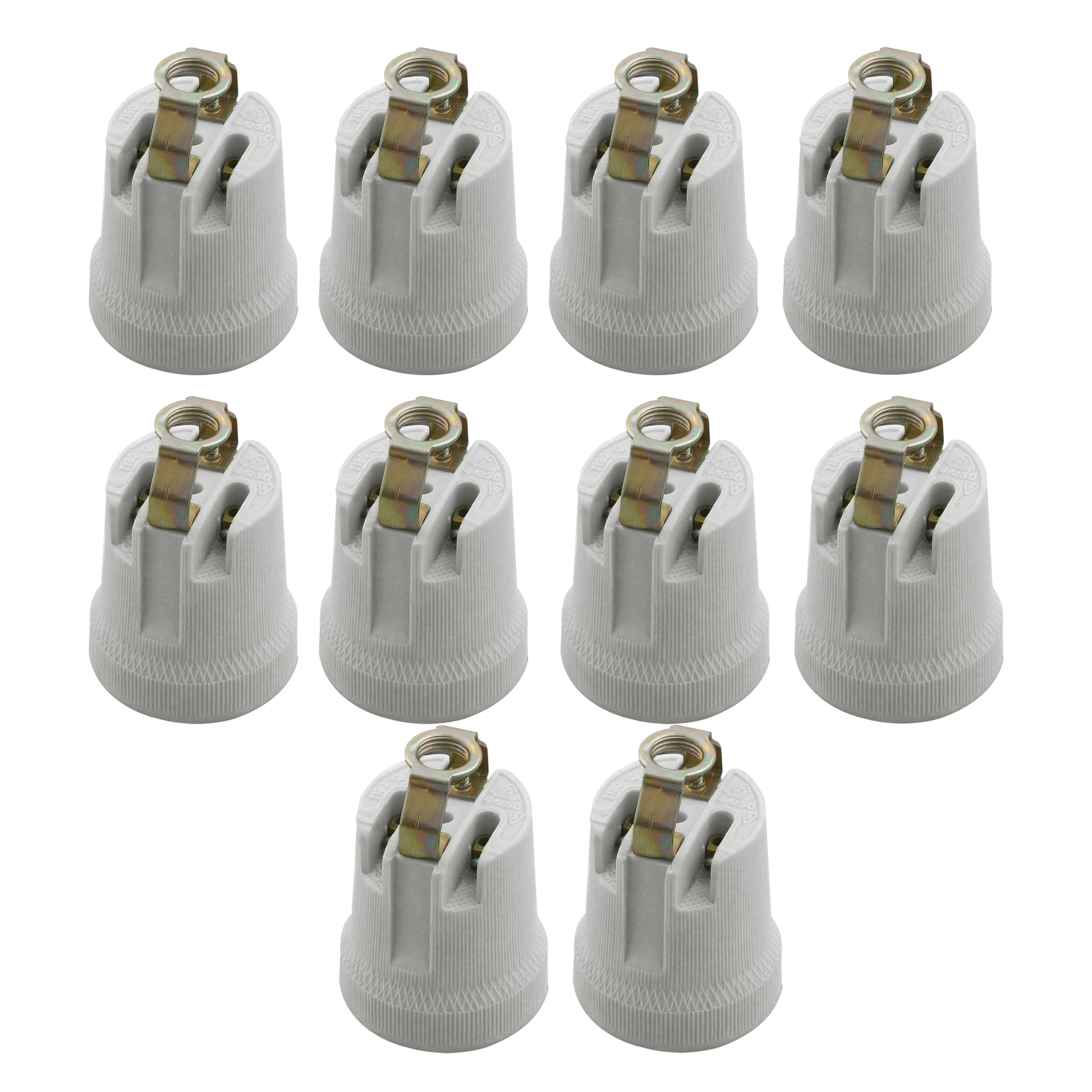 10 Pack Screw Bulb holder E27 Ceramic Porcelain White 