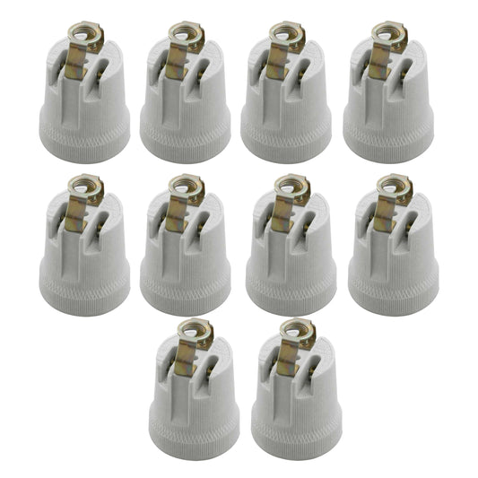 10 Pack Screw Bulb holder E27 Ceramic Porcelain White 