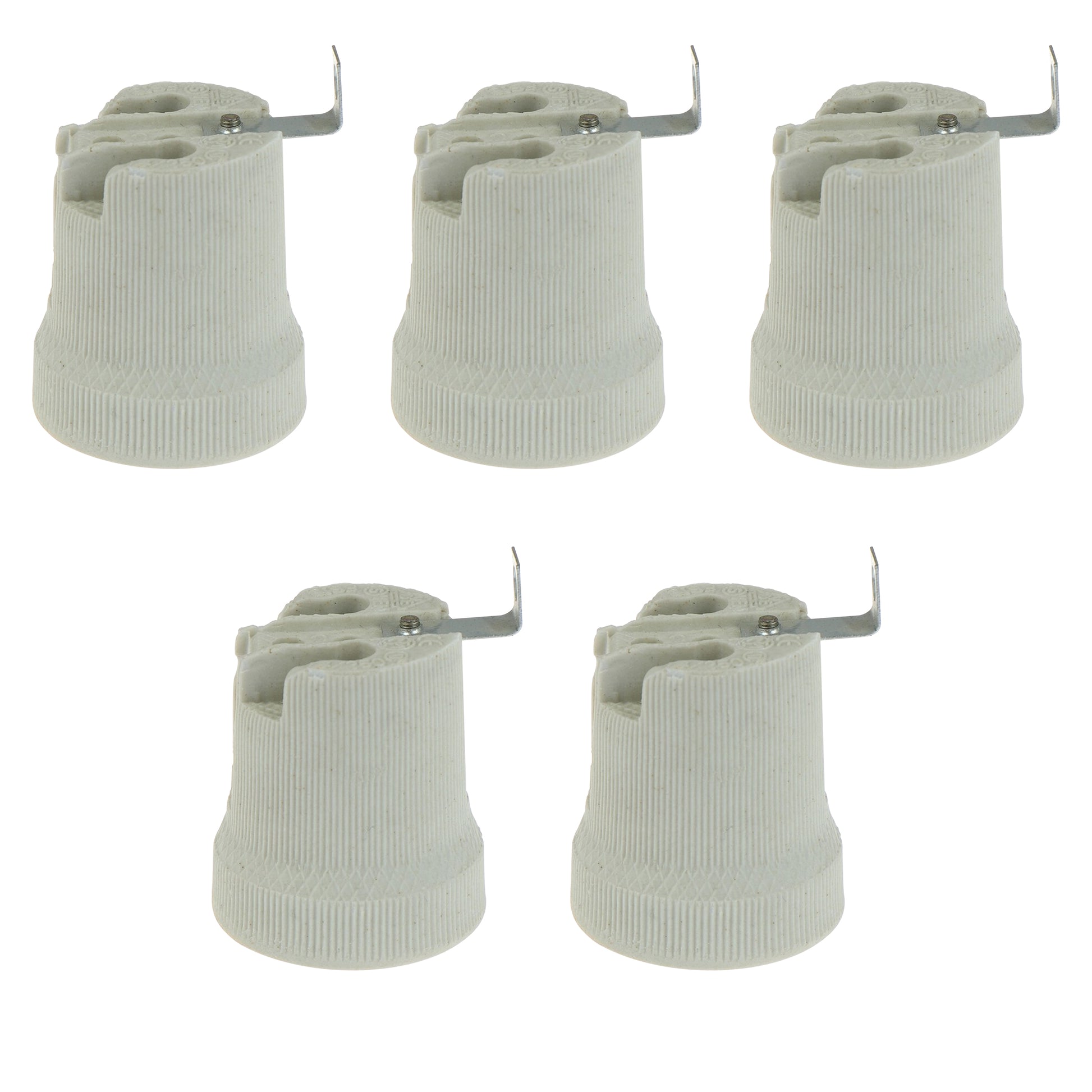 5 Pack E27 Bulb Holder Edison Screw White Ceramic Porcelain Lamp holder For Table Lamp E27 60W Plain Lamp holder Socket UK.