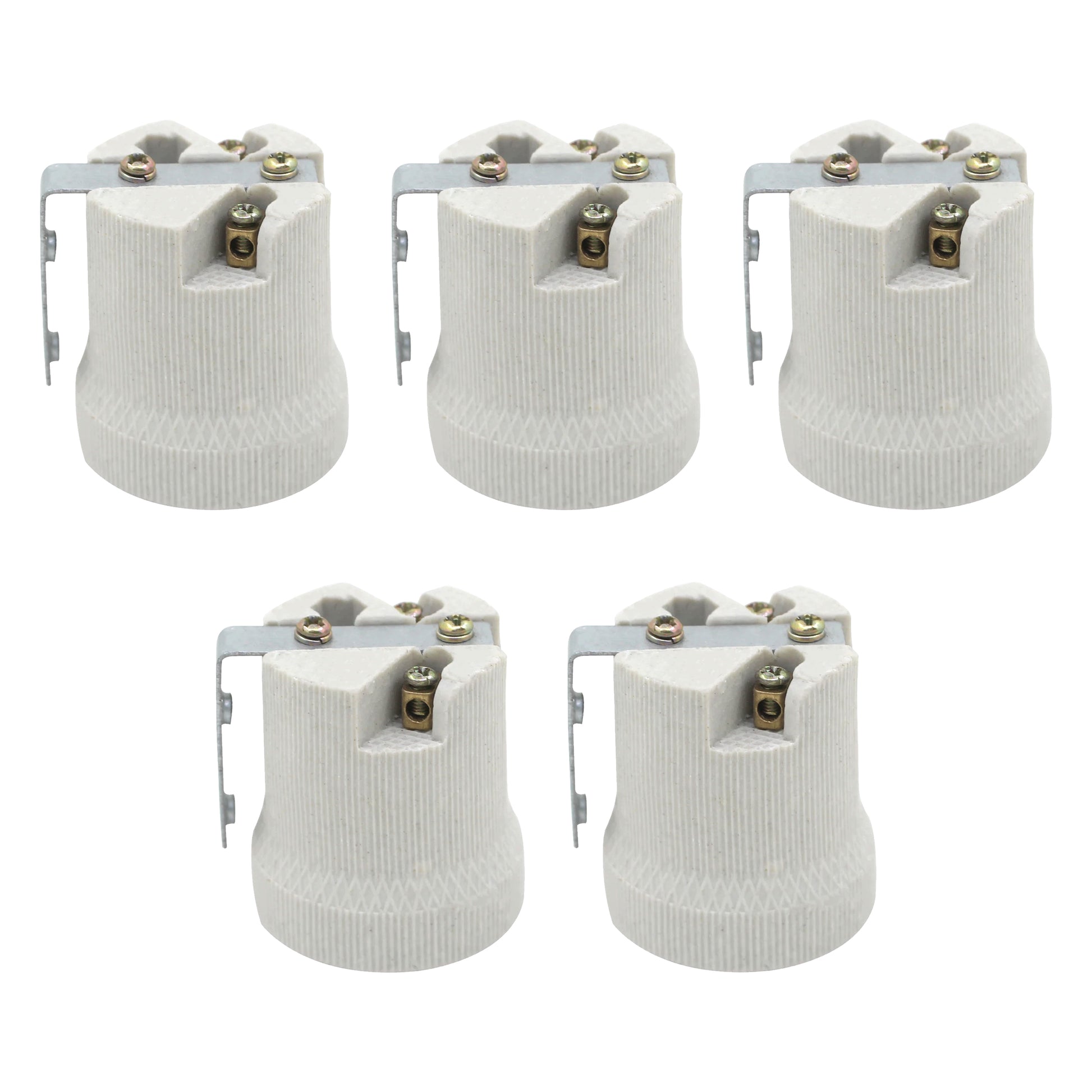 5 Pack E27 Bulb Holder Edison Screw White Ceramic Porcelain Lamp holder For Table Lamp E27 60W Plain Lamp holder Socket UK.