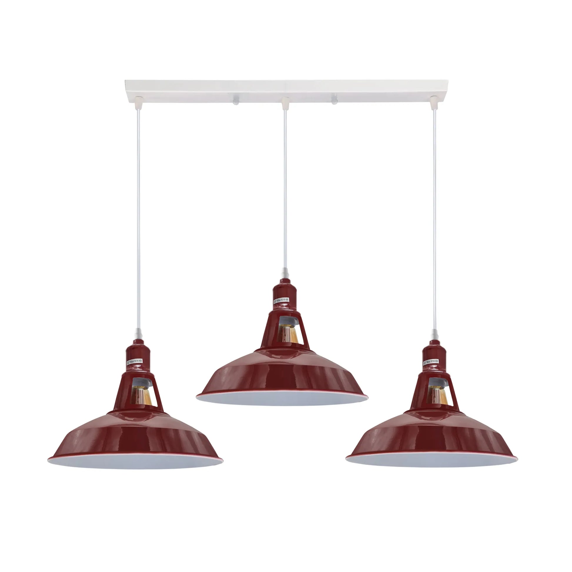 3 Way Ceiling Barn Slotted E27 Metal Pendent Light Fixture 