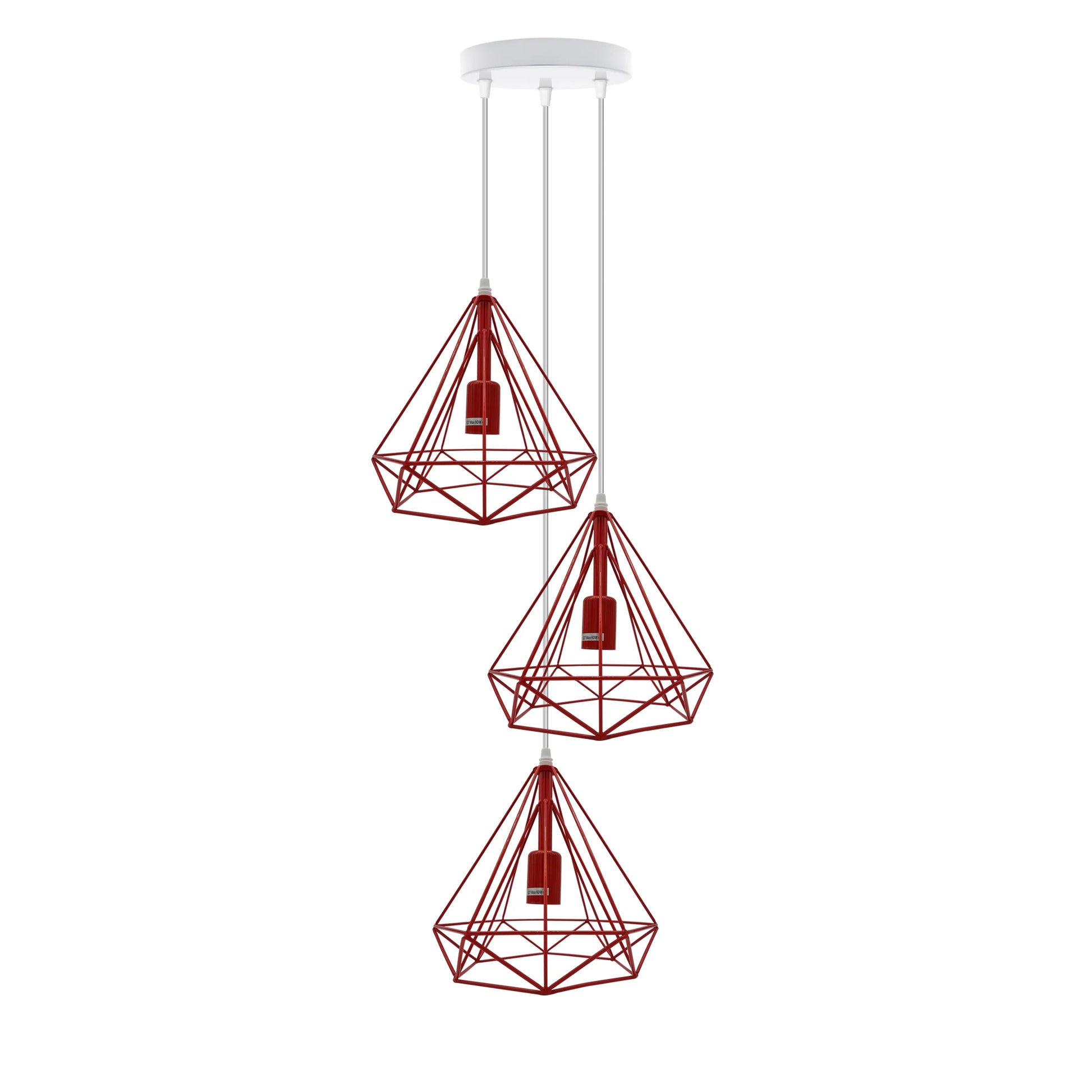 Red Rectangle-E27 Ceiling Hanging Cage Shade Loft Metal Pendant Lamp~4201