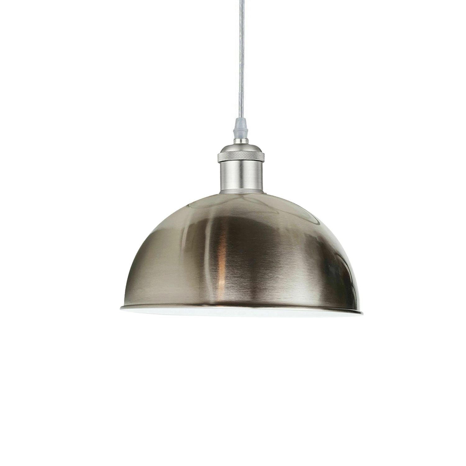 Vintage Industrial Metal Ceiling Pendant Light Satin Nickel Shade Modern~1318 - LEDSone UK Ltd