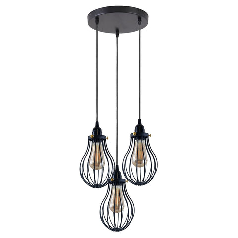 Retro Industrial Black Indoor Hanging Adjustable Pendant Light Big Vase Cage Ceiling Chandelier~3398