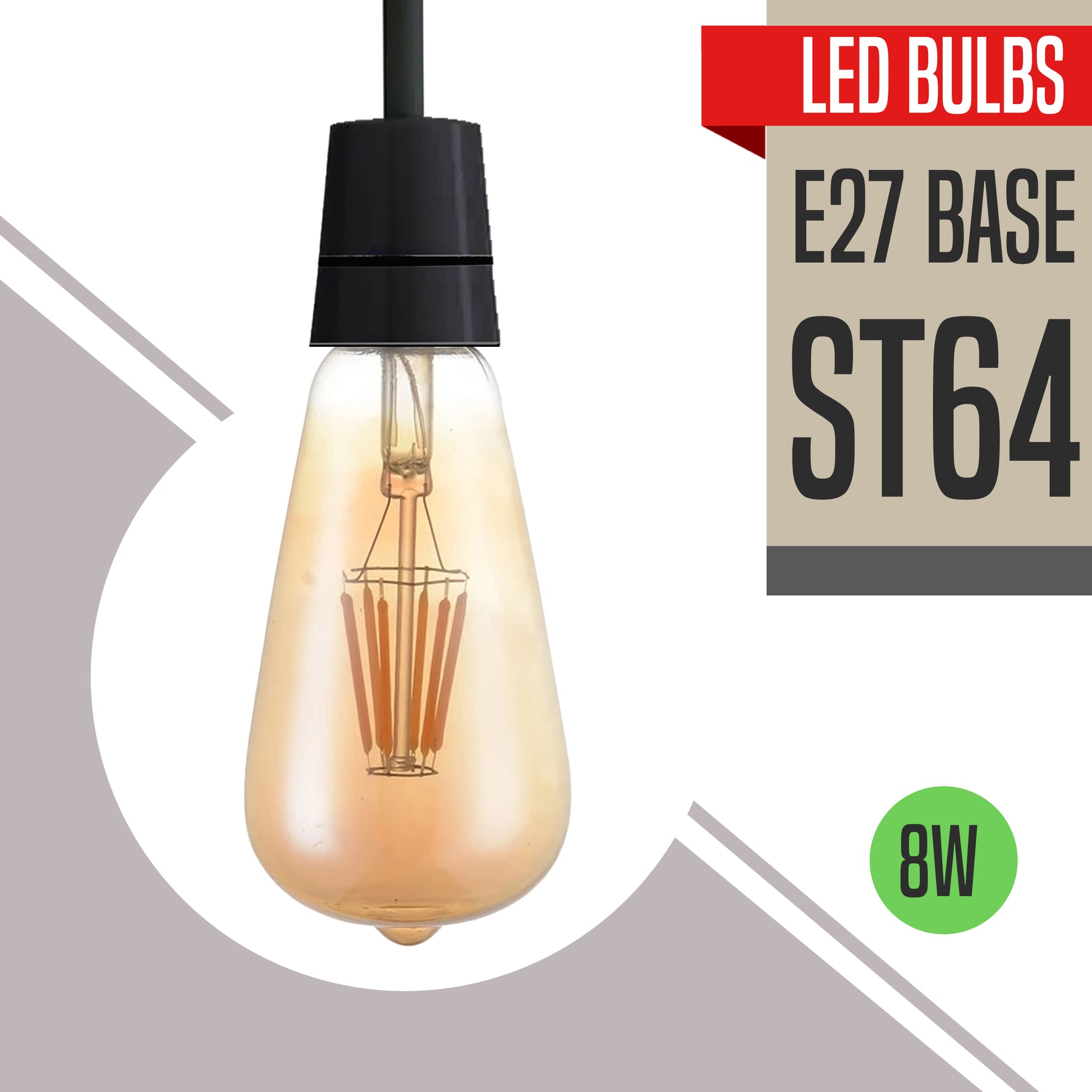 8W ST64 E27 Dimmable Retro Classic LED Filament Bulbs~3088
