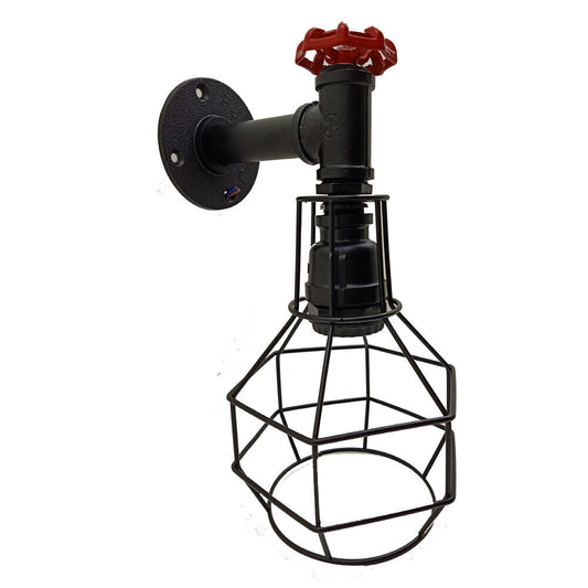 Black Modern Industrial Retro Vintage Style Pipe Cage Wall Light Wall Lamp Fixture ~ 3531 - LEDSone UK Ltd