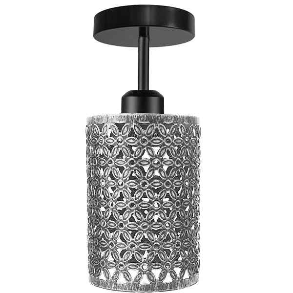Kooiverlichting | Industriële plafondlampen ~1404 – Geborsteld zilver / Met lamp