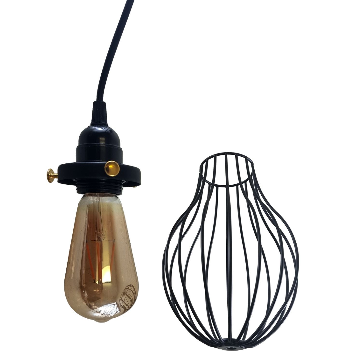 Retro Industrial Black Indoor Hanging Adjustable Pendant Light Big Vase Cage Ceiling Chandelier~3398 - LEDSone UK Ltd