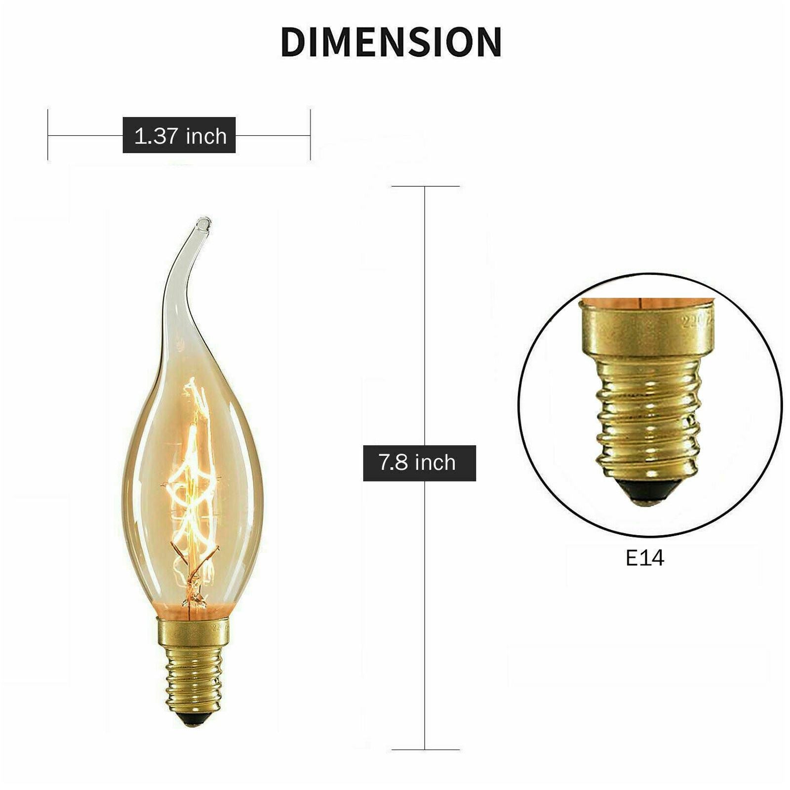 Vintage Retro C35 Candle Light Bulb Edison Filament Style 60W Candle Lamp~1224 - LEDSone UK Ltd