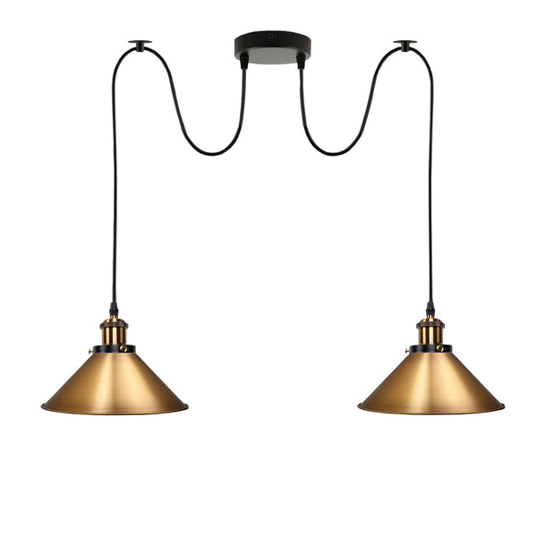 2-way Retro Industrial ceiling cable E27 Hanging lamp pendant light~3403 – Yellow Brass / yes