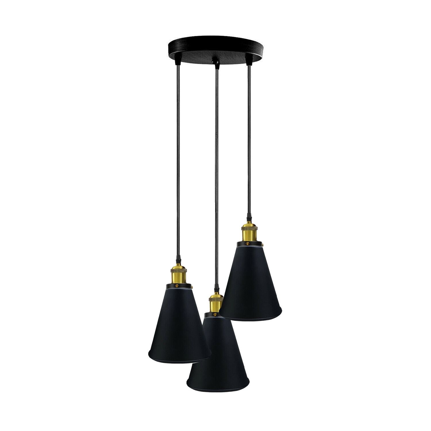 Retro Industrial 3- Head  Vintage Round Base Pendant  Celling light~3385 - LEDSone UK Ltd