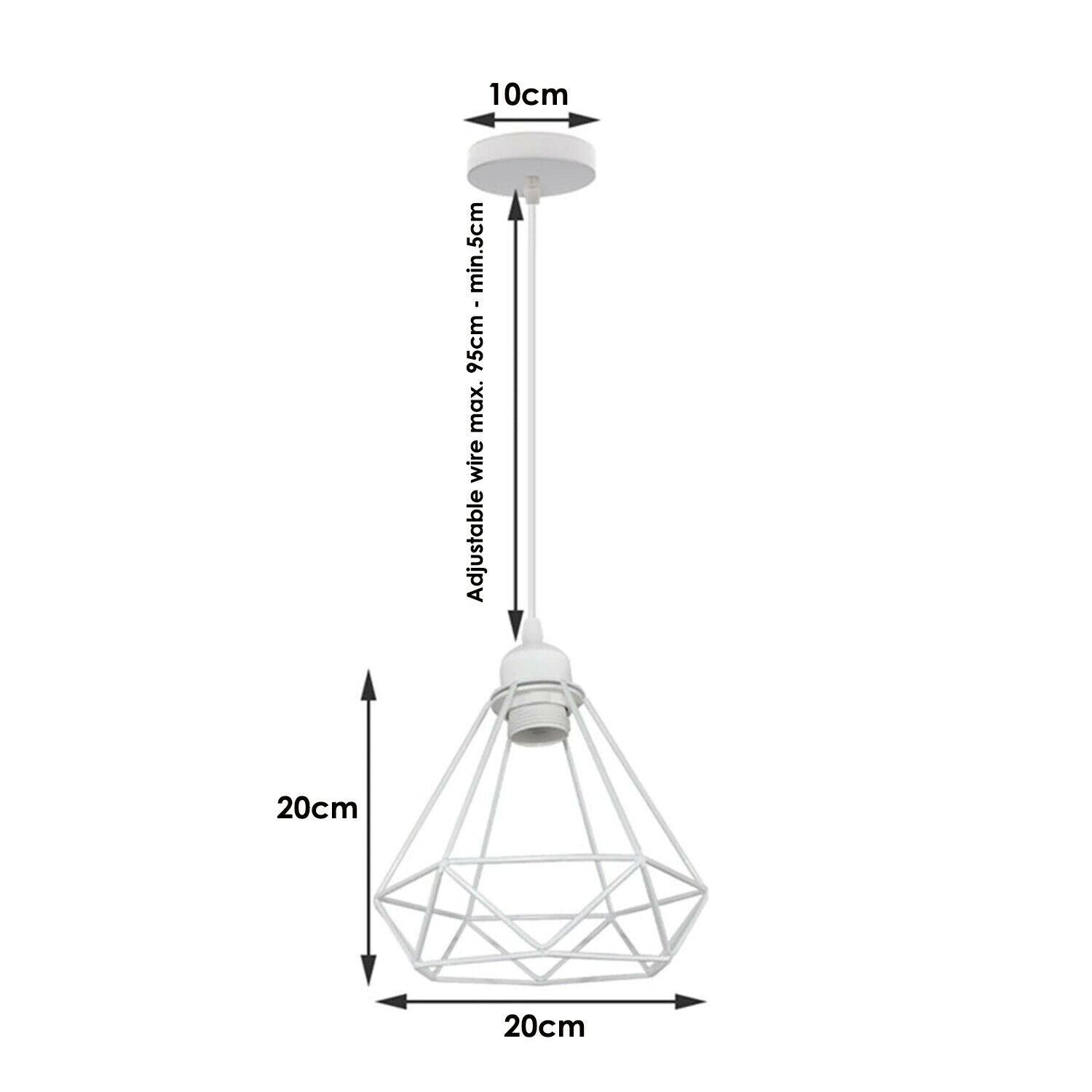 Retro Industrial White Diamond Cage Ceiling Pendant Light Hanging Indoor Lighting ~1182 - LEDSone UK Ltd