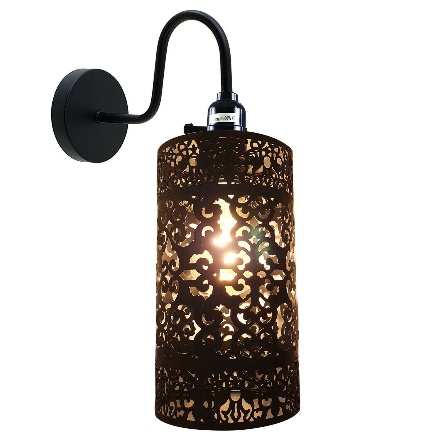 Vintage Industrial Wall Lights Fittings Indoor Sconce Black Metal Home Office Lamp Shade~1204 - LEDSone UK Ltd