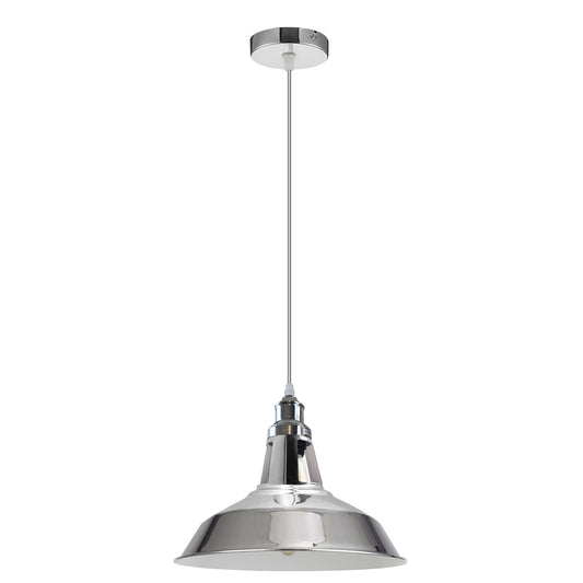 Metalen schuur, sleufvormige chromen E27-houder, hangende hanglamp ~4484