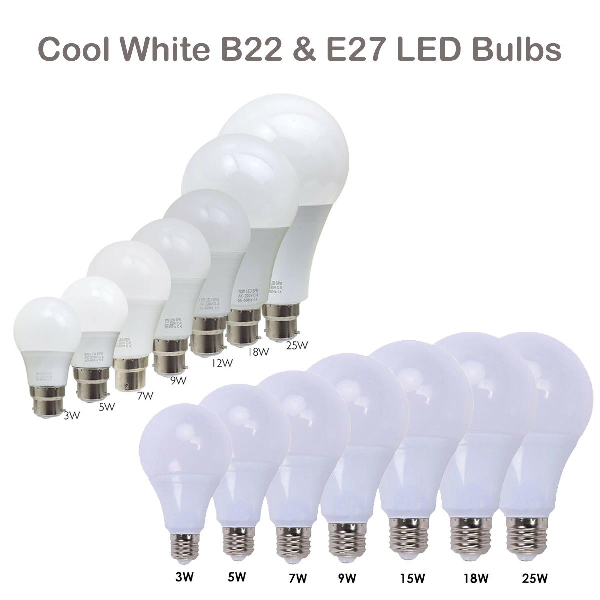 3 X LED Lamp 3W-25W B22 E27 GLS Light Bulbs Cool White A+ Lighting~1440 - LEDSone UK Ltd